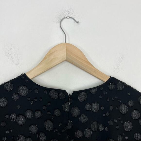 J. Crew Black A-Line Metallic Dot Jacquard Dress Size 4 - Picture 7 of 14